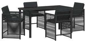 Zestaw Mebli Ogrodowych Komplet Jadalniany 5-Częściowy Czarny Rattan Na Taras Balkon Ogród