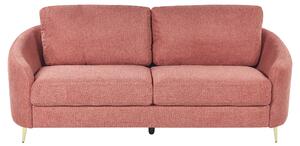 Sofa trzyosobowa do salonu tapicerowana metalowe nóżki różowa Trosa Beliani