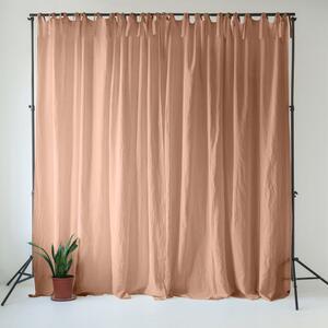 Różowa/brązowa lniana zasłona 140x170 cm Cafe Creme – Linen Tales