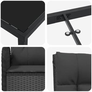 Zestaw Mebli Ogrodowych Komplet Jadalniany Z Poduszkami 5-Częściowy Czarny Rattan Na Taras Balkon Ogród