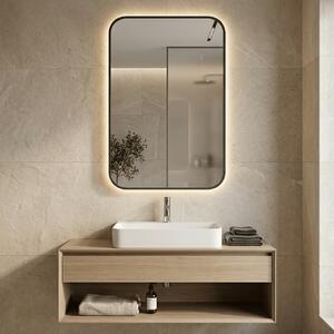 Lustro prostokątne Aura S 90x60cm Z Ramą / LED Czarny Ciepła