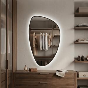Lustro nieregularne Fluid S 92x55cm Z Ramą / LED Złoty Ciepła