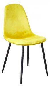 Krzesło tapicerowane do salonu Fox I żółte nogi czarne welur