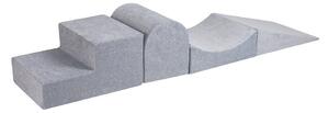 Jasnoszary aksamitny piankowy plac zabaw 4 szt. wysokość 30 cm 45x193 cm Montessori – Meowbaby