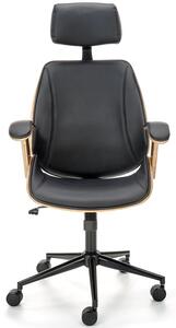 Fotel biurowy skórzany IGNAZIO - czarny