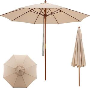 KOMFOTTE – parasol ogrodowy z regulacj wysokoci, parasol z 8 ebrami i mechanizmem linkowym, parasol plaowy 283 cm x 253 cm, parasol targowy