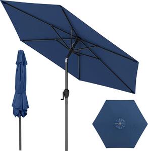 KOMFOTTEU 2,3 m parasol ogrodowy z podwójn czasz, parasol uchylny z korbk i 6 ebrami, parasol rynkowy na taras, balkon