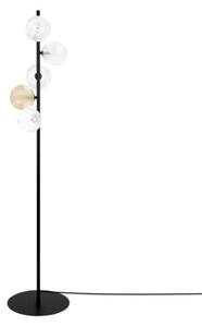 Lampa stojąca nowoczesna czarno-transparentno-bursztynowa kule wokół sticka 5xG9 10W SATURNO Kaja