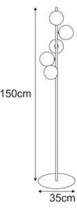 Lampa stojąca nowoczesna czarno-transparentno-bursztynowa kule wokół sticka 5xG9 10W SATURNO Kaja