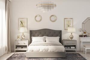 Milan łóżko tapicerowane 160x200 ciemnoszary welur z otwieranym pojemnikiem