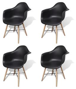 Krzesła stołowe, 4 szt., czarne, plastik i drewno bukowe