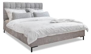 Jasnoszare tapicerowane łóżko dwuosobowe ze stelażem 140x200 cm Eve – Miuform