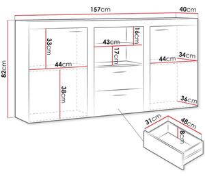 Darmowa dostawa Komoda RENA biała/beton jasny 2D2S + półka