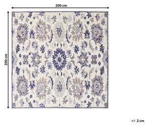 Tradycyjny dywan wełniany wzór orientalny 200 x 200 cm beżowo-niebieski Kumru Beliani