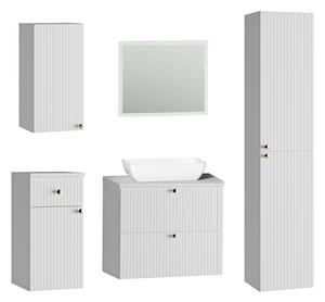 Komplet białych szafek łazienkowych - Milton 6S