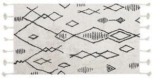 Dywan bawełniany geometryczny wzór z frędzlami 80x150cm biały czarny Kebir Beliani