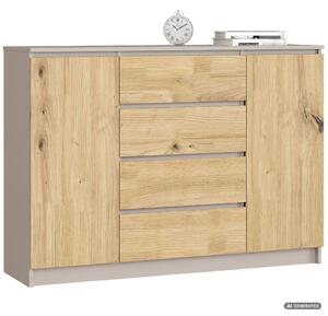 KOMODA K140 2D 4SZ CLP PK KASZMIR / DĄB ARTISAN