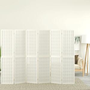 Składany parawan 6-panelowy, styl japoński, 240x170 cm, biały