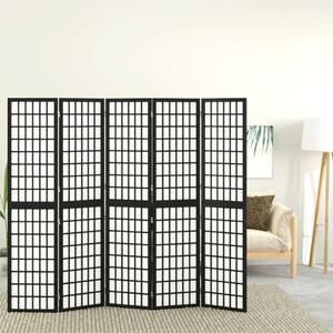 Składany parawan 5-panelowy, styl japoński, 200x170 cm, czarny