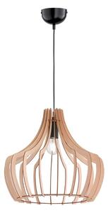 Jasnobrązowa lampa wisząca z drewna i metalu Reality Wood, wys. 150 cm