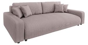 Jasnoróżowa sztruksowa rozkładana sofa ze schowkiem 234 cm Sara – Ropez