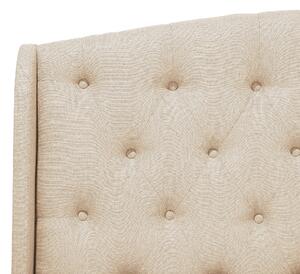Łóżko beżowe tapicerowane ze stelażem pikowany zagłówek 160 x 200 Bordeaux Beliani