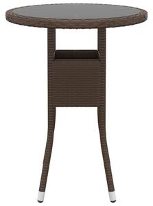 Stolik ogrodowy, Ø60x75 cm, szkło i rattan PE, brązowy