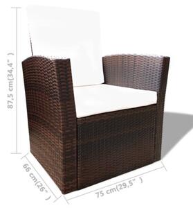 Zestaw Mebli Ogrodowych Komplet Wypoczynkowy Z Poduszkami 4-Częściowy Brązowy Rattan Na Taras Balkon Ogród