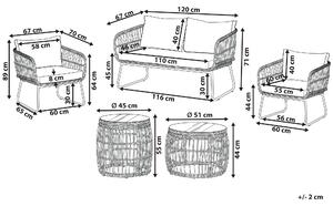 Zestaw mebli ogrodowych 4-osobowy technorattan sofa fotele stoliki beżowy Ravello Beliani