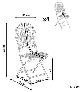 Zestaw 4 krzeseł ogrodowych składany postarzany metalowy złamana biel Bovio Beliani