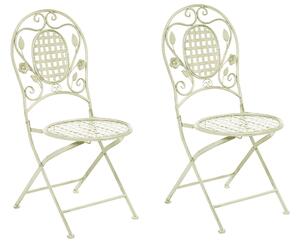 Zestaw 2 krzeseł ogrodowych składany postarzany metalowy zielony Bovio Beliani
