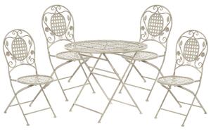 Zestaw mebli ogrodowych stół 4 krzesła składany metal postarzany złamana biel Bovio Beliani