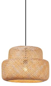 Lampa wisząca w stylu Japandi, czarna z bambusem - Kea Oswietlenie wewnetrzne