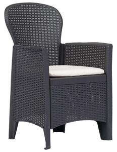 Krzesła ogrodowe z poduszkami, 2 szt., brązowe, plastikowe
