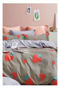 Pościel jednoosobowa z bawełny renforcé z prześcieradłem 160x220 cm Strawberry – Mila Home