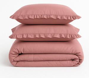 Różowa pościel dwuosobowa z bawełny renforcé 240x220 cm Ruffle Striped – Mila Home Luxury