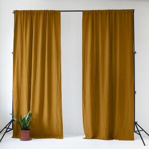 Lniana zasłona w kolorze ochry/brązowa 140x200 cm Bronze – Linen Tales