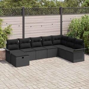 Zestaw sof na ogród z poduszką 8 szt. czarny polirattan