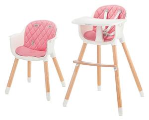 Kinderkraft KINDERKRAFT - Krzesło do jadalni dla dzieci 2v1 SIENNA buk/różowy AG0791