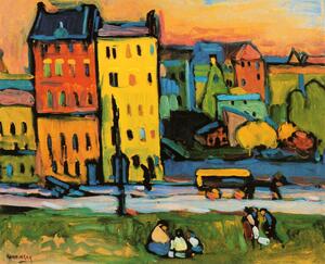 Reprodukcja Houses in Munich 1908, Wassily Kandinsky