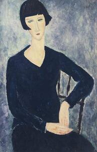 Reprodukcja Young woman with a fringe or young seated woman in blue dress, Modigliani, Amedeo