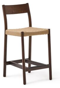 Brązowy hoker z litego drewna dębowego (wysokość siedziska 65 cm) Yalia – Kave Home
