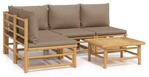 Zestaw Mebli Ogrodowych Komplet Wypoczynkowy Z Poduszkami 5-Częściowy Bambus Na Taras Balkon Ogród