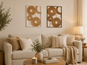 Zestaw 2 sztuk dekoracji ściennej CIRCLES metal 48x68 cm, czarny / biały