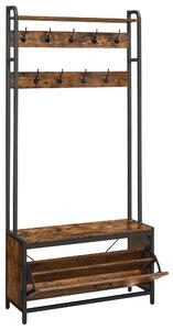 Panel do przedpokoju TAYLOR z szafką na buty 180x85 cm, rustykalny brązowy