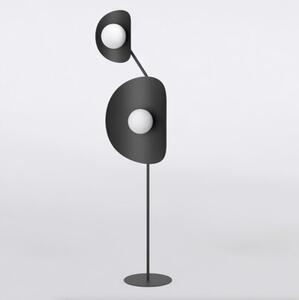 Lampa stojąca podłogowa designerska czarna falowany talerz 2xG9 8W DELULU Emibig