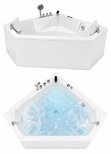 Wanna Łazienkowa RIMINI z Hydromasażem 150 x 150 cm wolnostojąca Akrylowa Jacuzzi Narożna