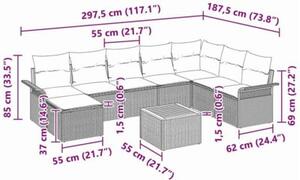 Zestaw Mebli Ogrodowych Komplet Wypoczynkowy Z Poduszkami 9-Częściowy Czarny Rattan Na Taras Balkon Ogród