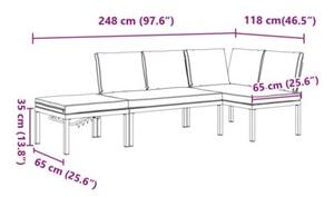 Zestaw Mebli Ogrodowych Komplet Jadalniany Z Poduszkami 3-Częściowy Czarny Aluminium Na Taras Balkon Ogród