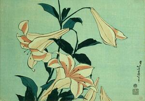 Reprodukcja Trumpet Lilies, Hokusai, Katsushika